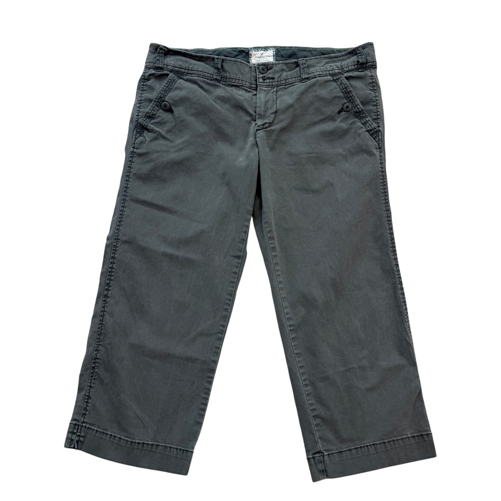 American Eagle Crop Utility Pants Womens 8 Gray Cotton Blend Mid Rise Cargo